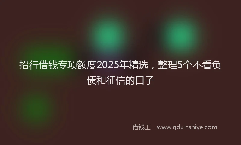 招行借钱专项额度2025年精选，整理5个不看负债和征信的口子