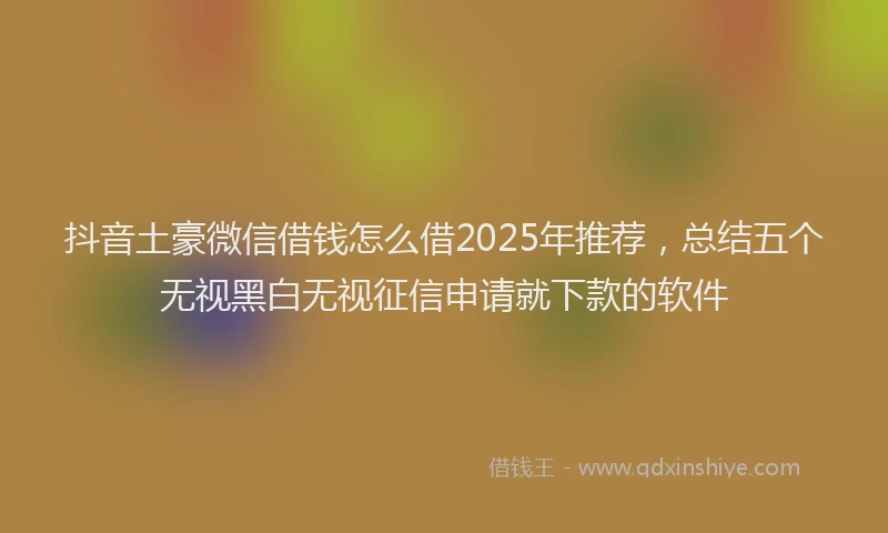抖音土豪微信借钱怎么借2025年推荐，总结五个无视黑白无视征信申请就下款的软件