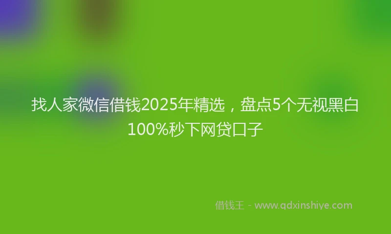 找人家微信借钱2025年精选，盘点5个无视黑白100%秒下网贷口子