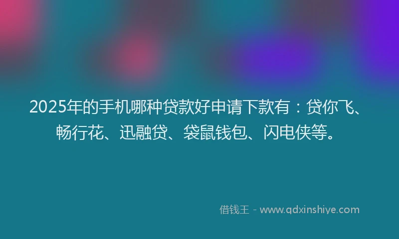 2025年的手机哪种贷款好申请下款有：贷你飞、畅行花、迅融贷、袋鼠钱包、闪电侠等。