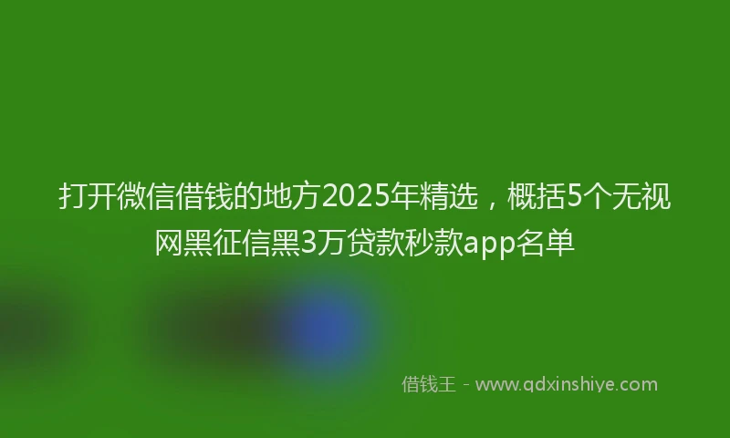 打开微信借钱的地方2025年精选，概括5个无视网黑征信黑3万贷款秒款app名单
