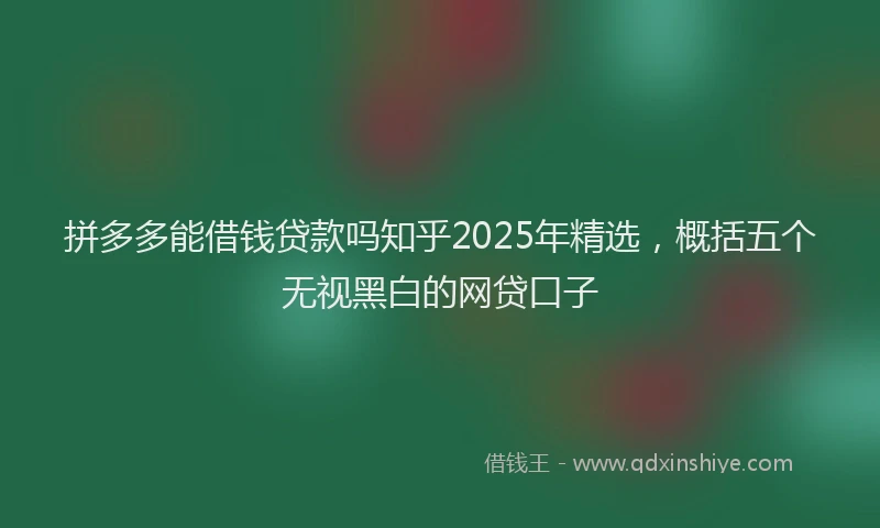 拼多多能借钱贷款吗知乎2025年精选，概括五个无视黑白的网贷口子