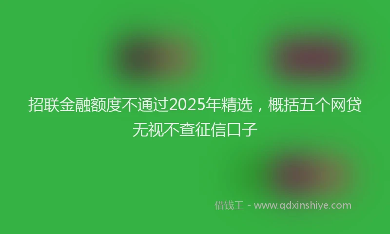 招联金融额度不通过2025年精选，概括五个网贷无视不查征信口子