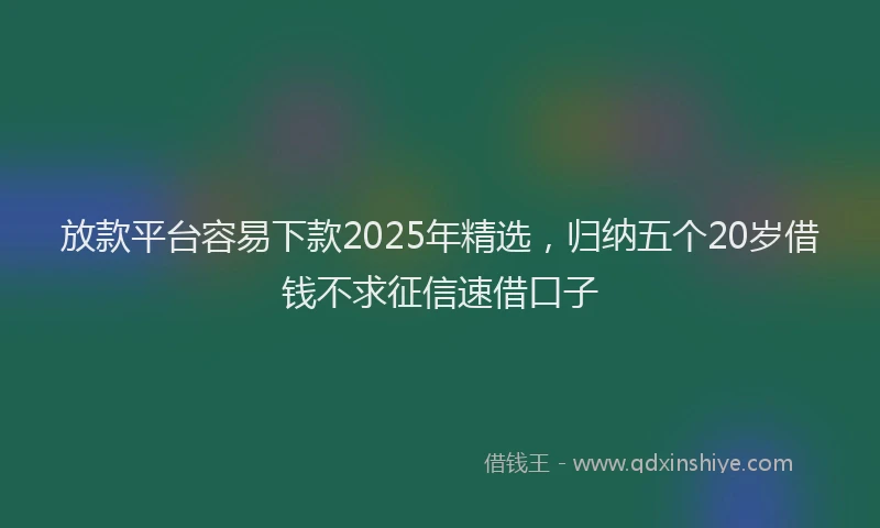 放款平台容易下款2025年精选，归纳五个20岁借钱不求征信速借口子