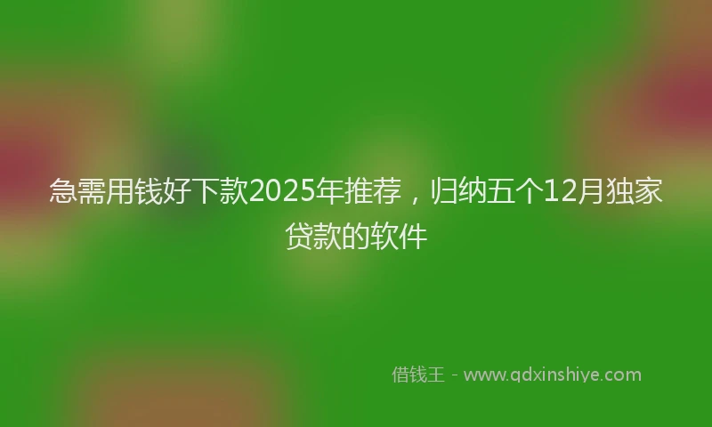 急需用钱好下款2025年推荐，归纳五个12月独家贷款的软件