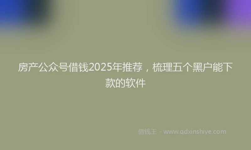 房产公众号借钱2025年推荐，梳理五个黑户能下款的软件