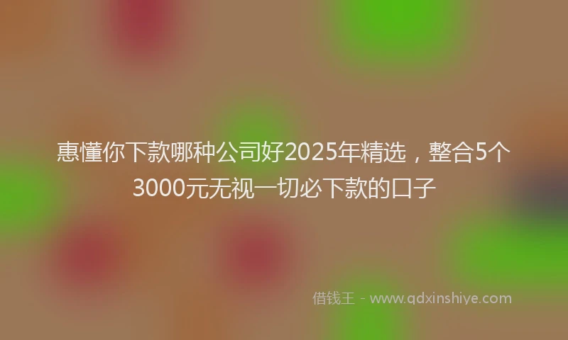 惠懂你下款哪种公司好2025年精选，整合5个3000元无视一切必下款的口子