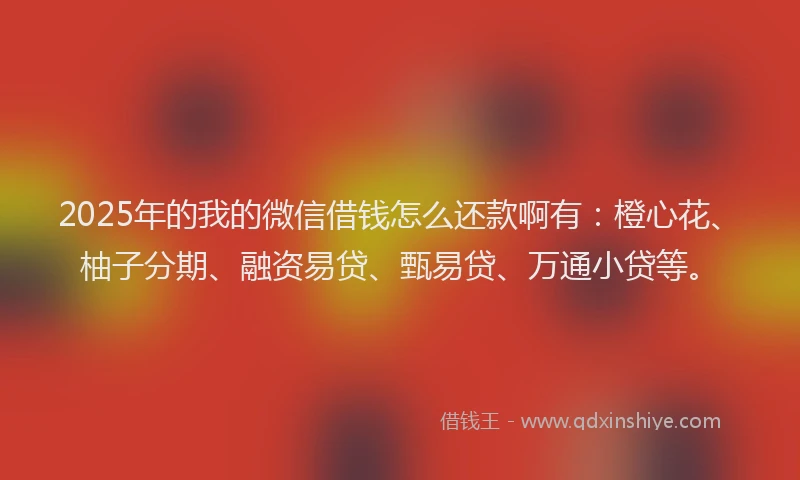 2025年的我的微信借钱怎么还款啊有：橙心花、柚子分期、融资易贷、甄易贷、万通小贷等。