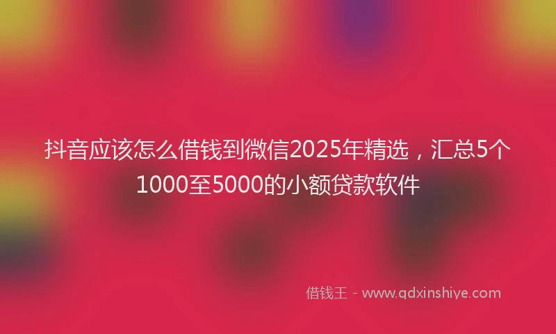 抖音应该怎么借钱到微信2025年精选，汇总5个1000至5000的小额贷款软件