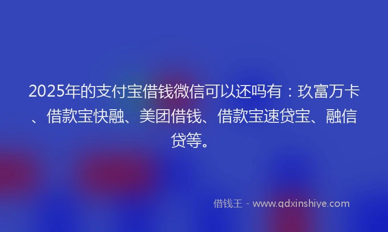 2025年的支付宝借钱微信可以还吗有：玖富万卡、借款宝快融、美团借钱、借款宝速贷宝、融信贷等。