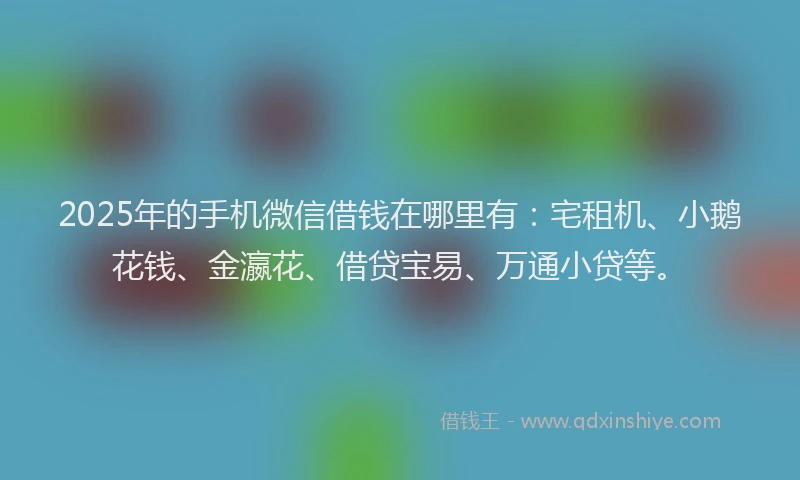 2025年的手机微信借钱在哪里有：宅租机、小鹅花钱、金瀛花、借贷宝易、万通小贷等。