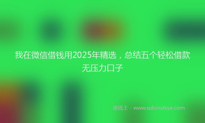 我在微信借钱用2025年精选，总结五个轻松借款无压力口子