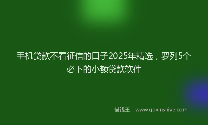手机贷款不看征信的口子2025年精选，罗列5个必下的小额贷款软件