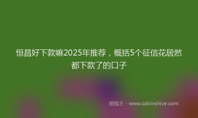 恒昌好下款嘛2025年推荐，概括5个征信花居然都下款了的口子