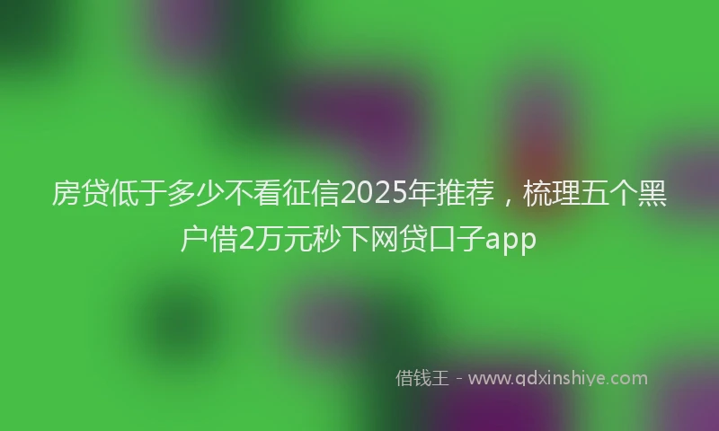 房贷低于多少不看征信2025年推荐，梳理五个黑户借2万元秒下网贷口子app