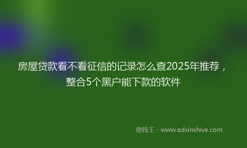 房屋贷款看不看征信的记录怎么查2025年推荐，整合5个黑户能下款的软件