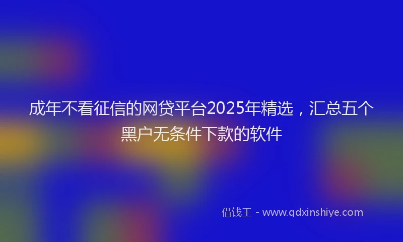 成年不看征信的网贷平台2025年精选，汇总五个黑户无条件下款的软件