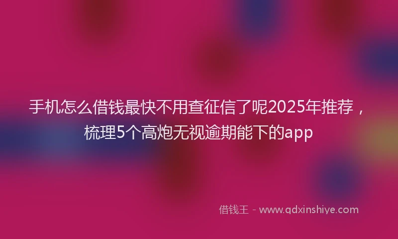 手机怎么借钱最快不用查征信了呢2025年推荐，梳理5个高炮无视逾期能下的app