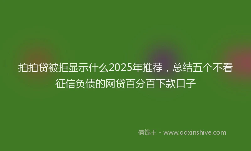 拍拍贷被拒显示什么2025年推荐，总结五个不看征信负债的网贷百分百下款口子