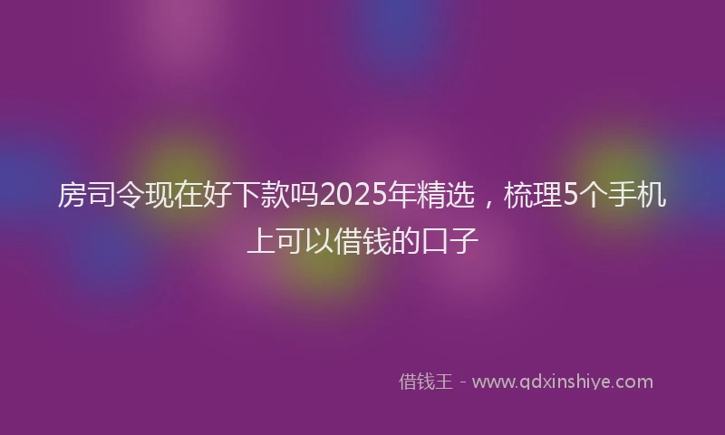 房司令现在好下款吗2025年精选，梳理5个手机上可以借钱的口子