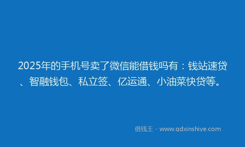 2025年的手机号卖了微信能借钱吗有：钱站速贷、智融钱包、私立签、亿运通、小油菜快贷等。