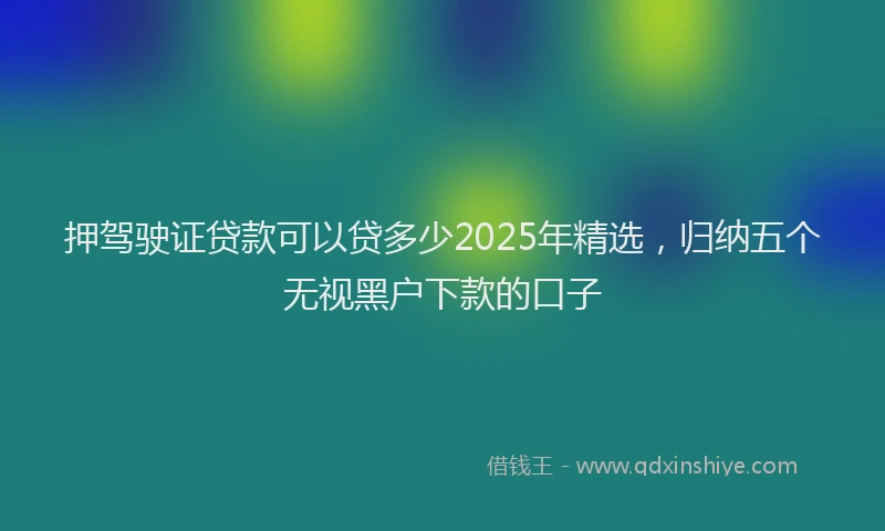 押驾驶证贷款可以贷多少2025年精选，归纳五个无视黑户下款的口子