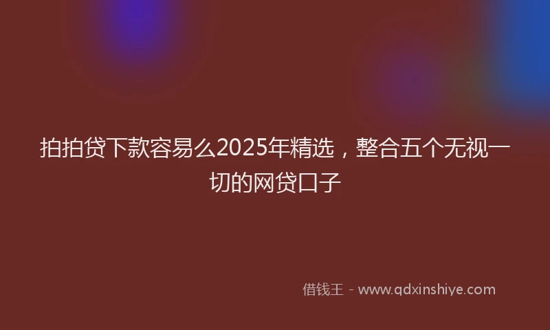 拍拍贷下款容易么2025年精选，整合五个无视一切的网贷口子