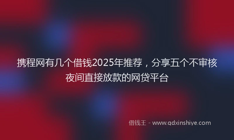 携程网有几个借钱2025年推荐，分享五个不审核夜间直接放款的网贷平台