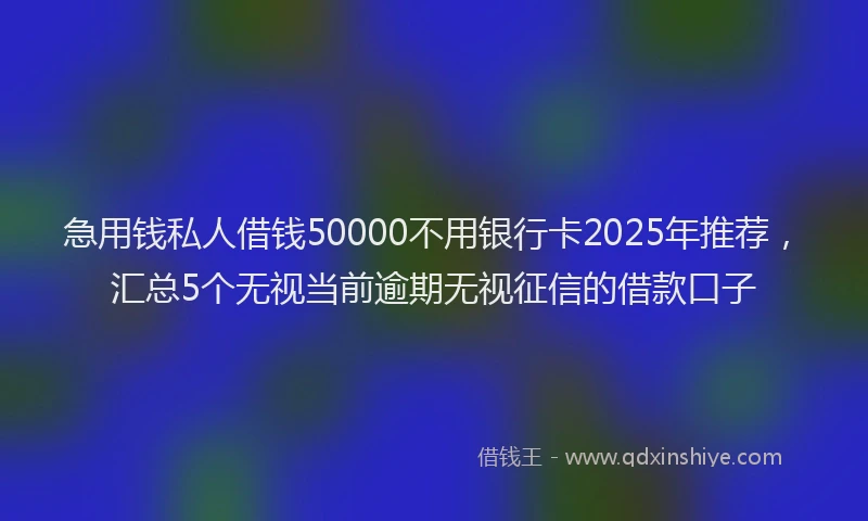 急用钱私人借钱50000不用银行卡2025年推荐，汇总5个无视当前逾期无视征信的借款口子