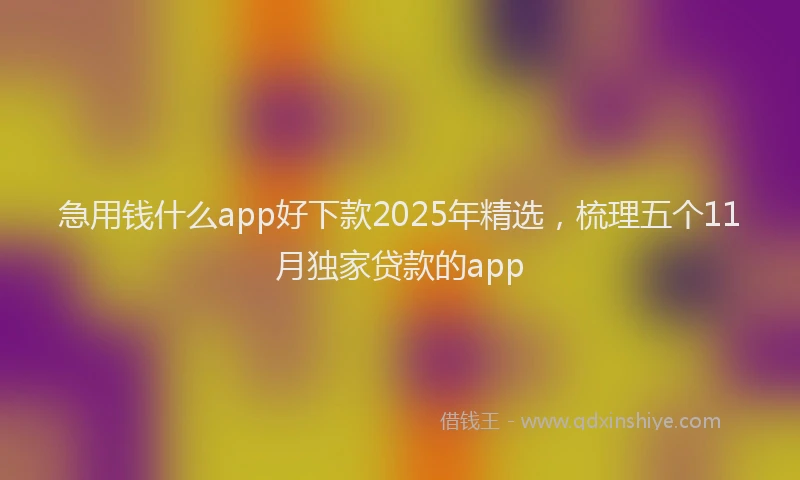 急用钱什么app好下款2025年精选，梳理五个11月独家贷款的app