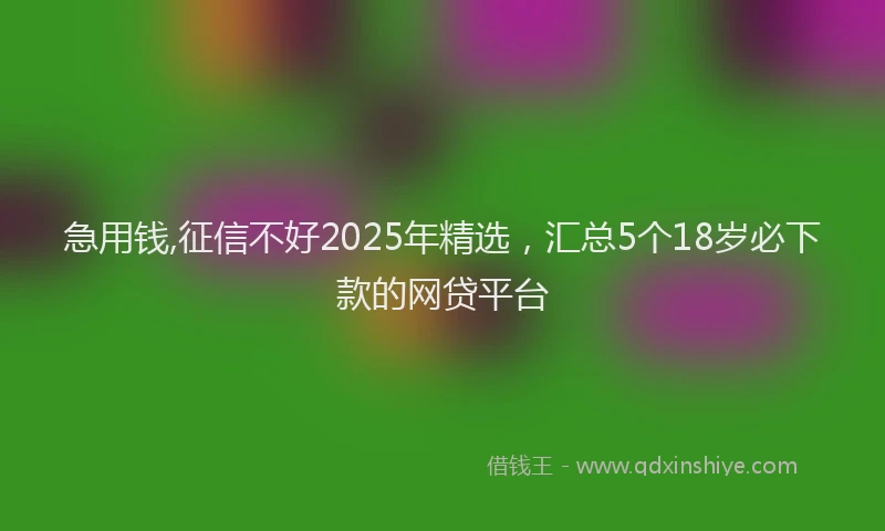急用钱,征信不好2025年精选，汇总5个18岁必下款的网贷平台