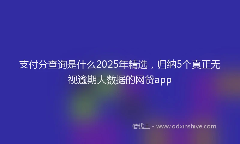 支付分查询是什么2025年精选，归纳5个真正无视逾期大数据的网贷app
