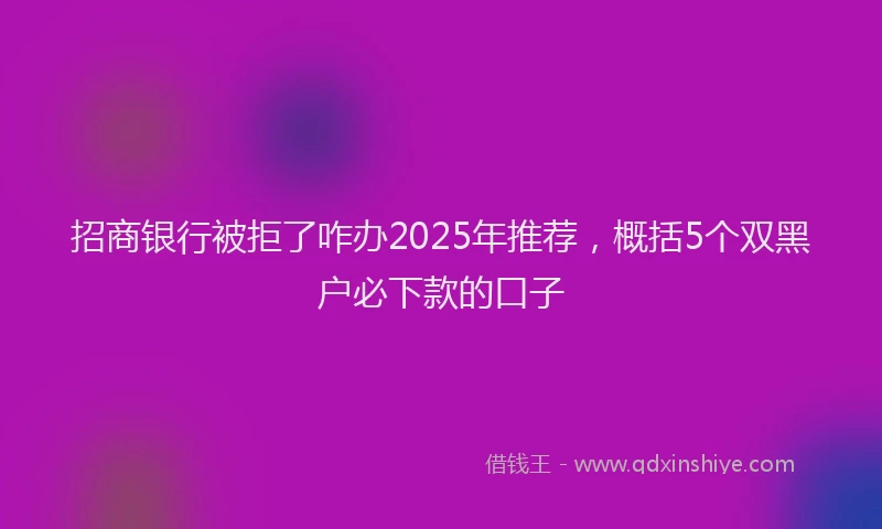 招商银行被拒了咋办2025年推荐，概括5个双黑户必下款的口子
