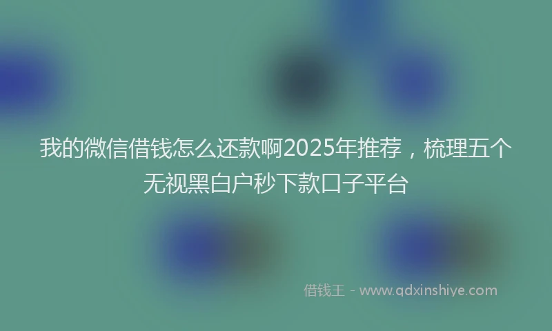 我的微信借钱怎么还款啊2025年推荐，梳理五个无视黑白户秒下款口子平台