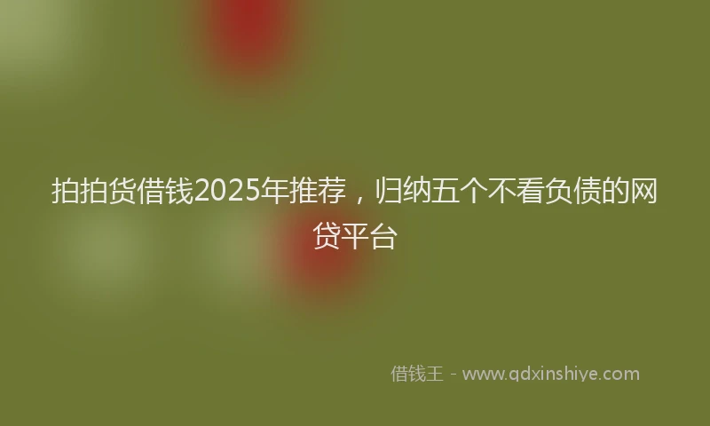 拍拍货借钱2025年推荐，归纳五个不看负债的网贷平台