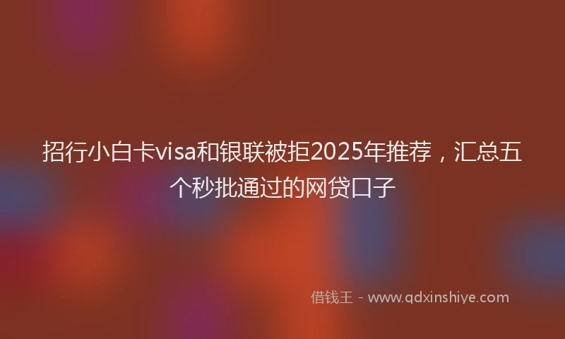 招行小白卡visa和银联被拒2025年推荐，汇总五个秒批通过的网贷口子