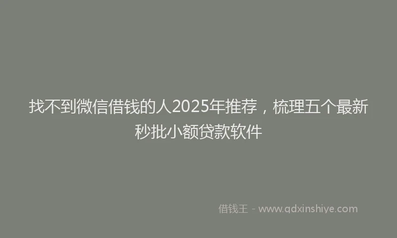 找不到微信借钱的人2025年推荐，梳理五个最新秒批小额贷款软件