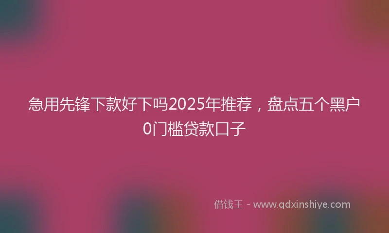 急用先锋下款好下吗2025年推荐，盘点五个黑户0门槛贷款口子