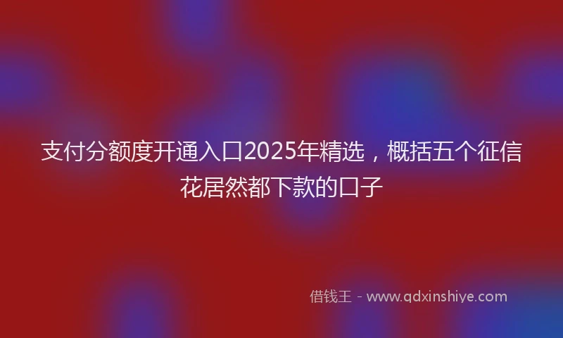 支付分额度开通入口2025年精选，概括五个征信花居然都下款的口子