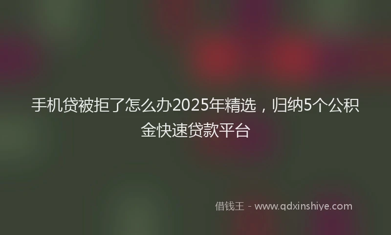 手机贷被拒了怎么办2025年精选，归纳5个公积金快速贷款平台