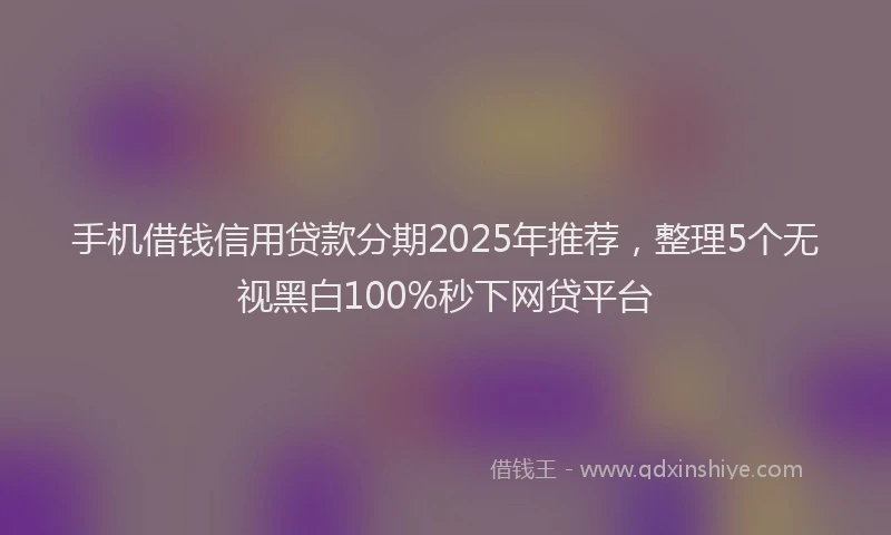 手机借钱信用贷款分期2025年推荐，整理5个无视黑白100%秒下网贷平台