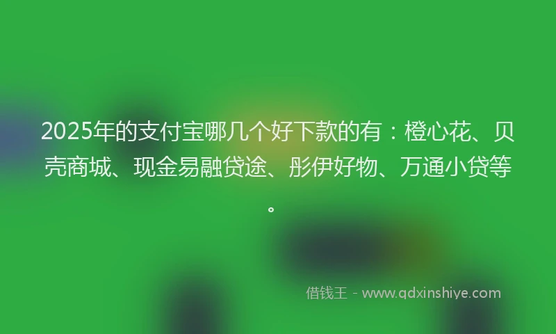 2025年的支付宝哪几个好下款的有：橙心花、贝壳商城、现金易融贷途、彤伊好物、万通小贷等。