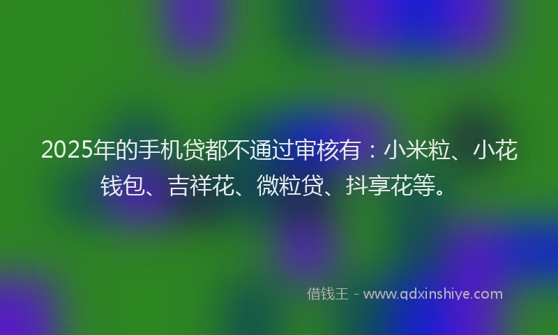 2025年的手机贷都不通过审核有：小米粒、小花钱包、吉祥花、微粒贷、抖享花等。