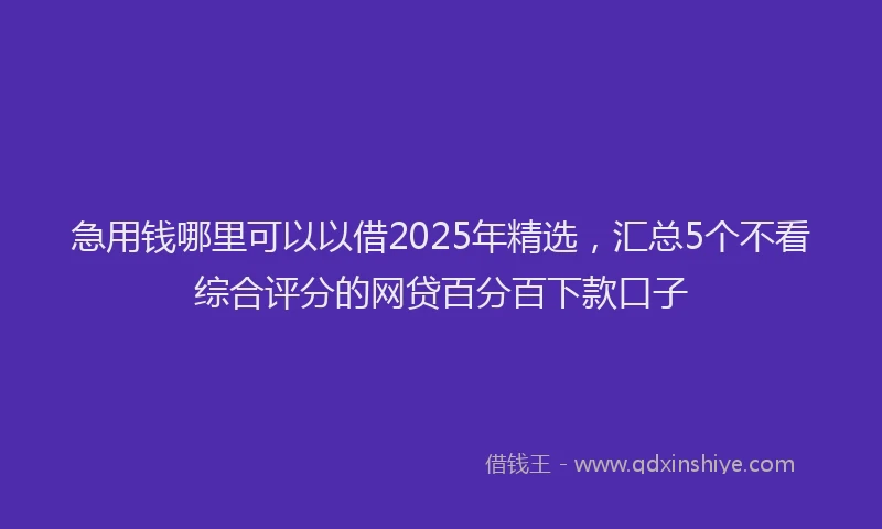 急用钱哪里可以以借2025年精选，汇总5个不看综合评分的网贷百分百下款口子