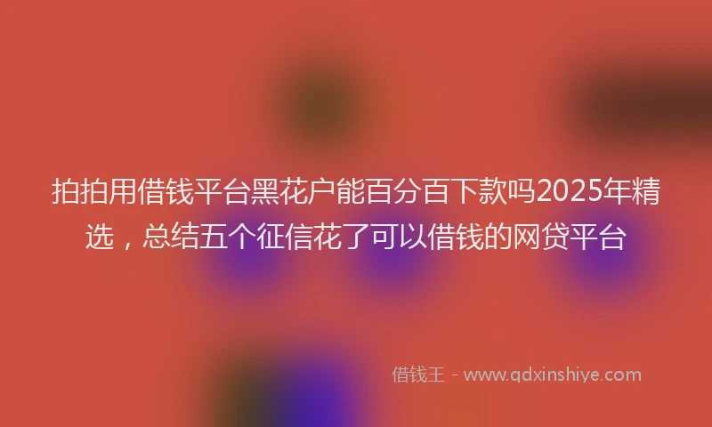拍拍用借钱平台黑花户能百分百下款吗2025年精选，总结五个征信花了可以借钱的网贷平台