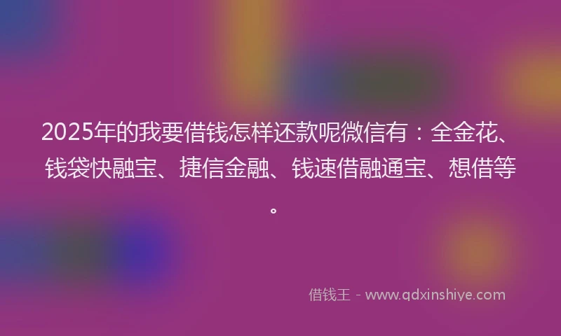 2025年的我要借钱怎样还款呢微信有：全金花、钱袋快融宝、捷信金融、钱速借融通宝、想借等。