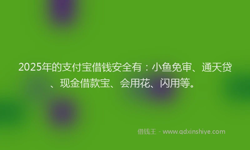 2025年的支付宝借钱安全有：小鱼免审、通天贷、现金借款宝、会用花、闪用等。