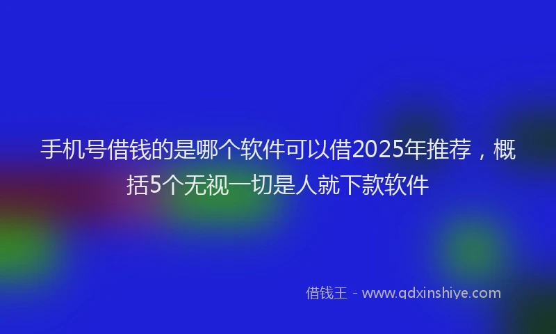 手机号借钱的是哪个软件可以借2025年推荐，概括5个无视一切是人就下款软件
