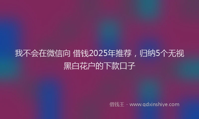 我不会在微信向 借钱2025年推荐，归纳5个无视黑白花户的下款口子
