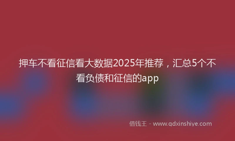 押车不看征信看大数据2025年推荐，汇总5个不看负债和征信的app